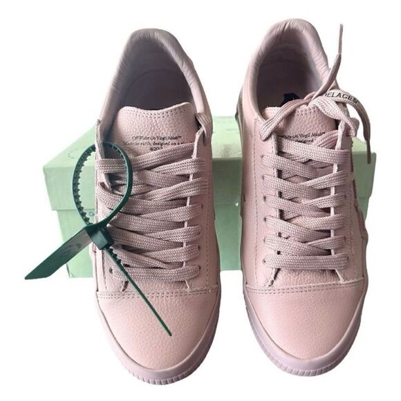 Off-White Low Vulcanized Leather Upper Light Pink Sneakers EU 38 UK 5 US Size 8 - Picture 3 of 16